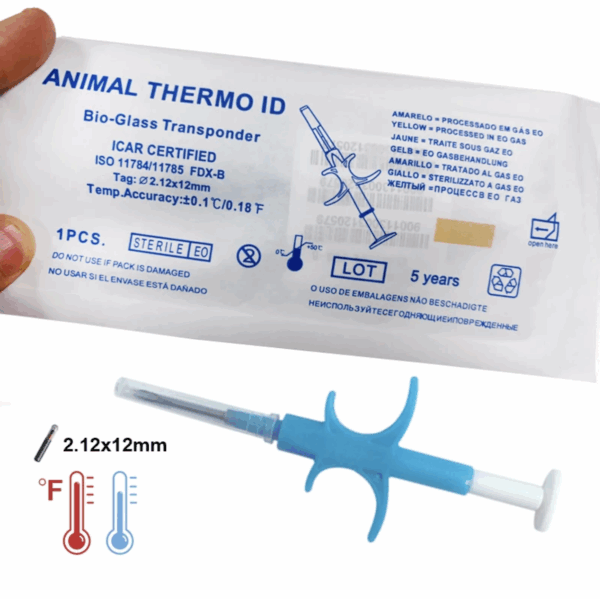 134,2 kHz Tier-ID-Mikrochip-Haustier-Tag 2,12x12mm RFID-Temperatur ISO11784/5 FDX-B Glasrohr-Thermo-Chip-Implantat für Katzen